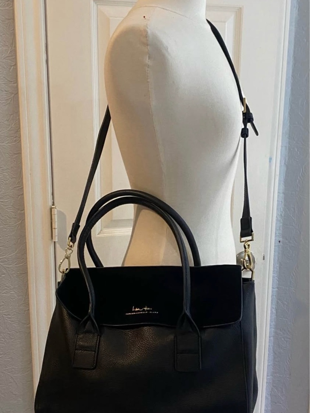 India hicks Black Tote Bag with Top Flap - Picture 2 of 7